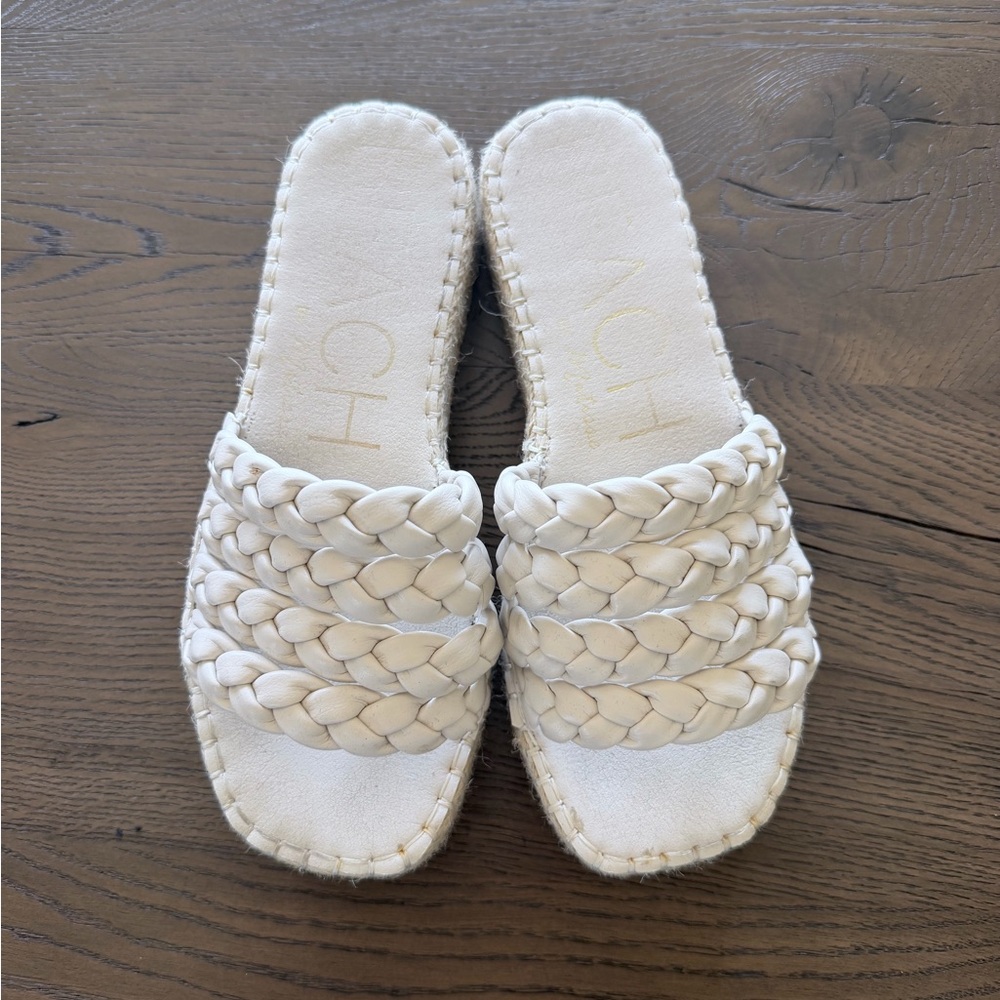 Braided Slide Mules in Cream by Unknown Brand